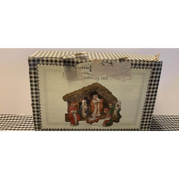 Vintage Cobble Creek Nativity Scene Figurine Set with Stable - Picture 9 of 16